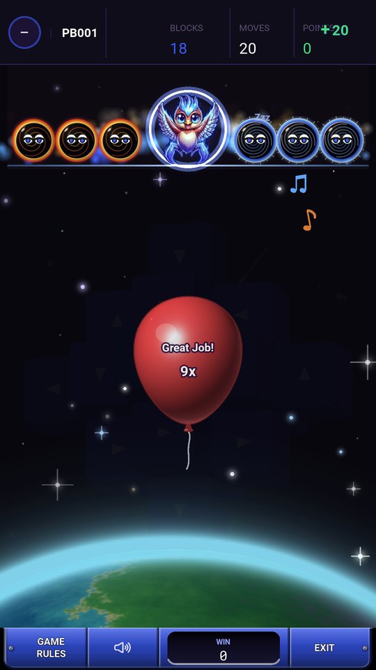 A congratulations balloon carrying a 9x multiplier after a win